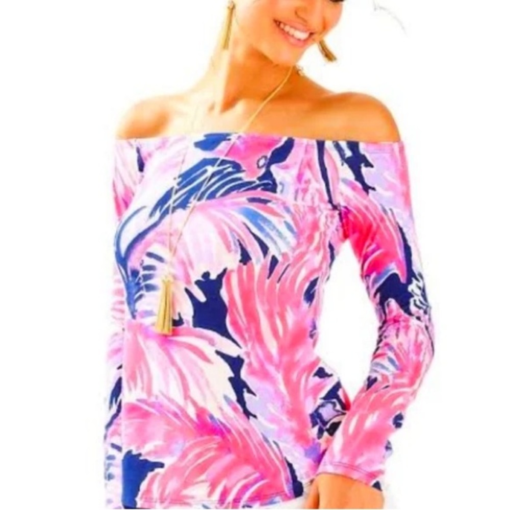 NWT Lilly Pulitzer Audelia Off Shoulder True Blue Top